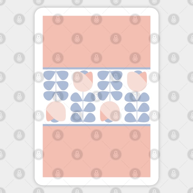 Ice Blue and Rose Retro Scandi Floral Sticker by tramasdesign